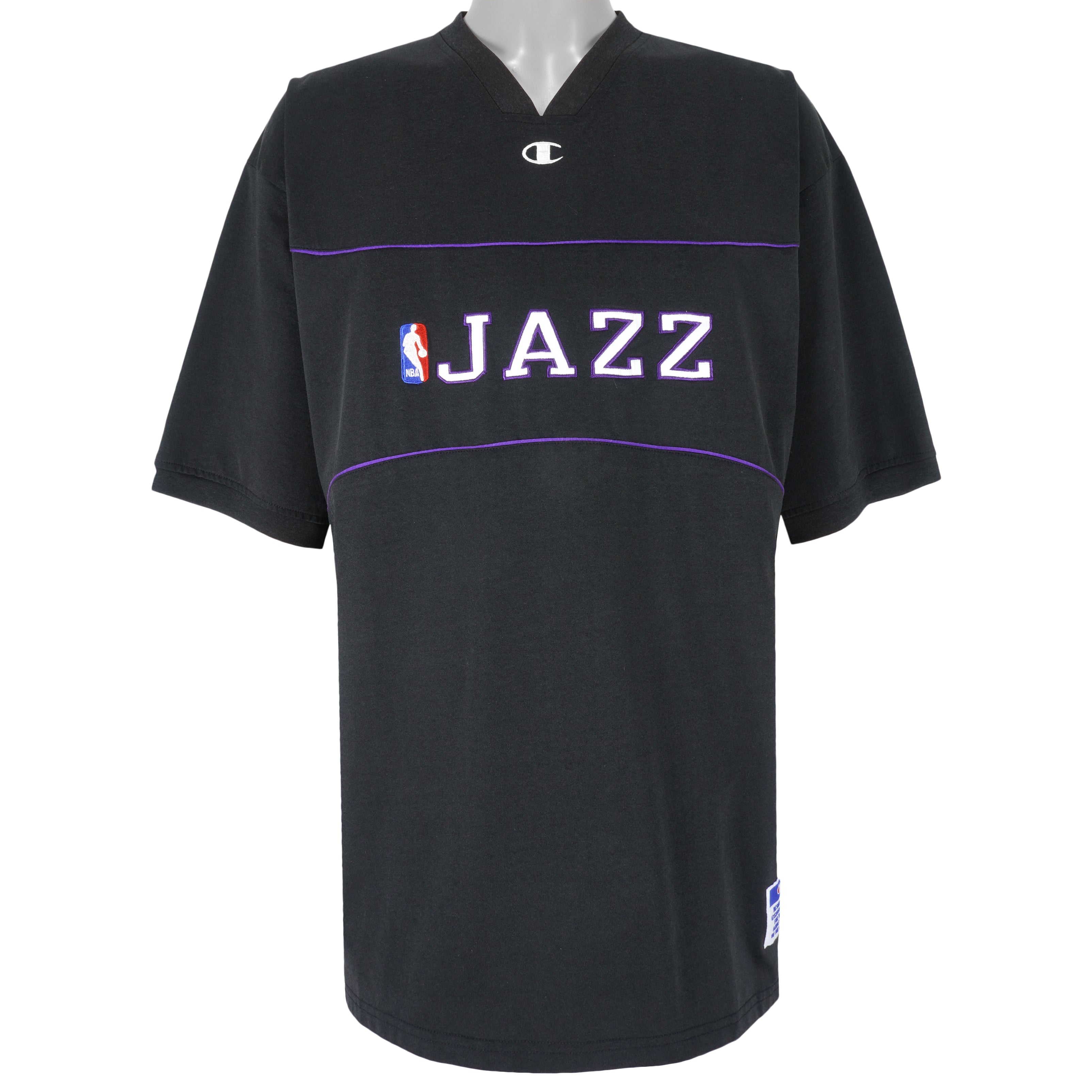 Champion - Utah Jazz Big Spell-Out T-Shirt 1990s X-Large Vintage Retro Basketball