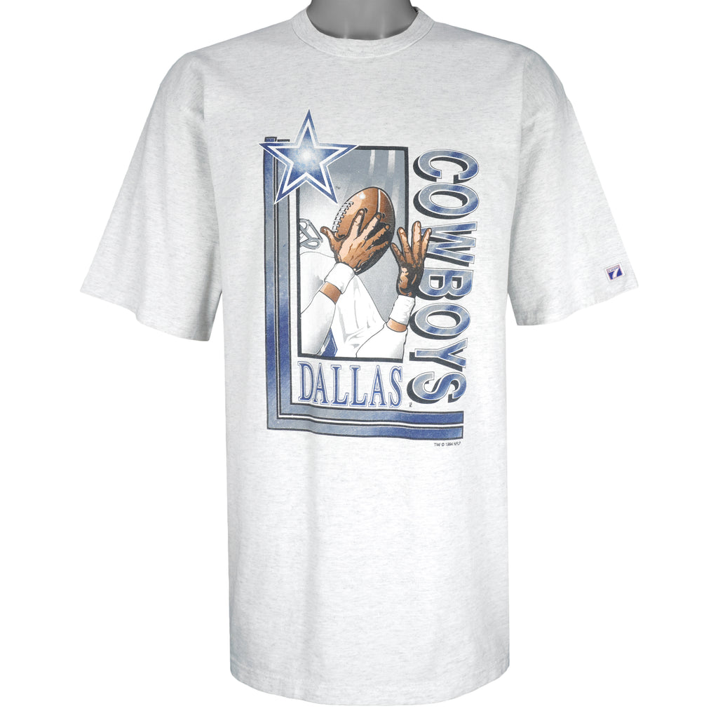 NFL (Logo 7) - Grey Dallas Cowboys Big Logo T-Shirt 1994 X-Large Vintage Retro Football
