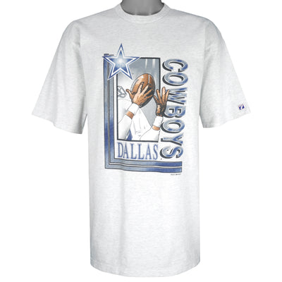 NFL (Logo 7) - Grey Dallas Cowboys Big Logo T-Shirt 1994 X-Large