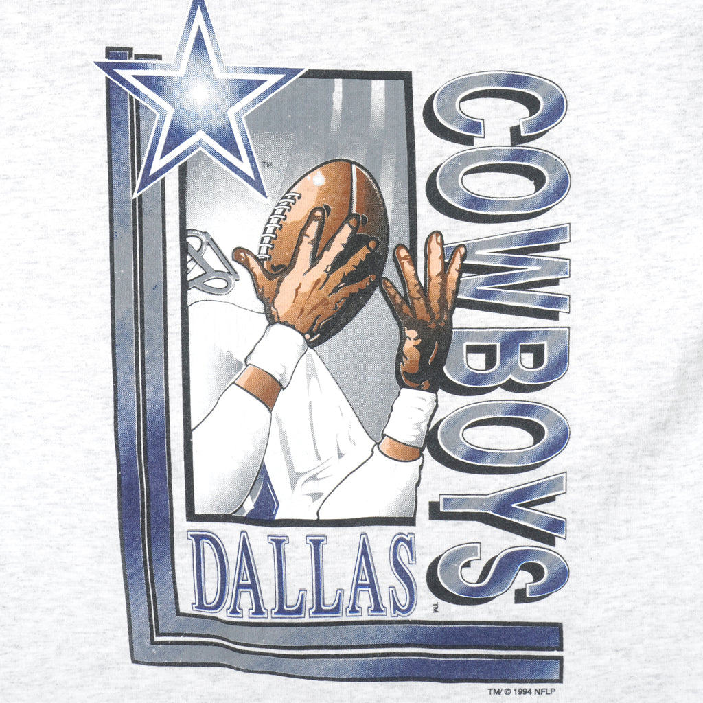 NFL (Logo 7) - Grey Dallas Cowboys Big Logo T-Shirt 1994 X-Large Vintage Retro Football