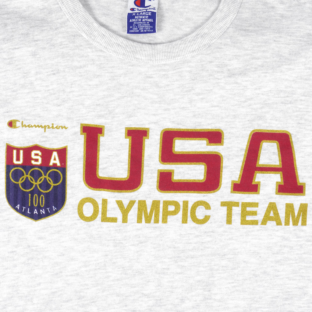 Champion - Grey Team USA T-Shirt 1990s X-Large Vintage Retro