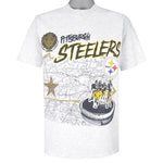 NFL (Nutmeg) - Pittsburgh Steelers Stadium Map T-Shirt 1990s Large