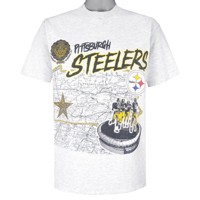 NFL (Nutmeg) - Pittsburgh Steelers Stadium Map T-Shirt 1990s Large