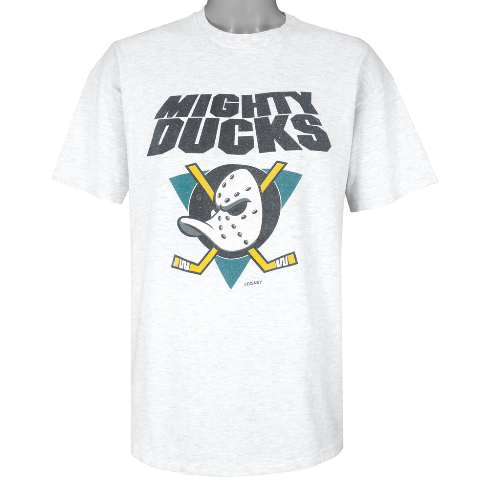 NHL (Hanes) - Mighty Ducks Spell-Out T-Shirt 1990s X-Large Vintage Retro Hockey