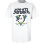 NHL (Hanes) - Mighty Ducks Spell-Out T-Shirt 1990s X-Large Vintage Retro Hockey