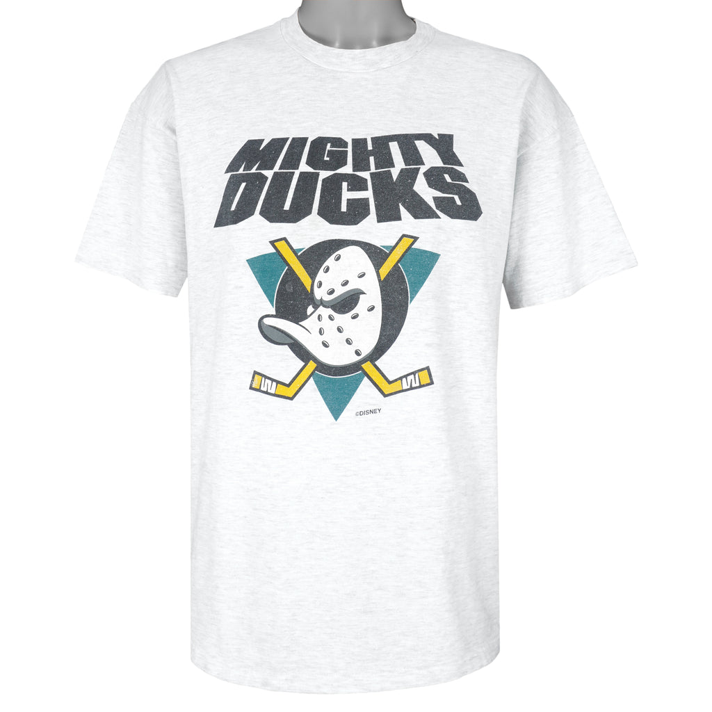 NHL (Hanes) - Mighty Ducks Spell-Out T-Shirt 1990s X-Large Vintage Retro Hockey