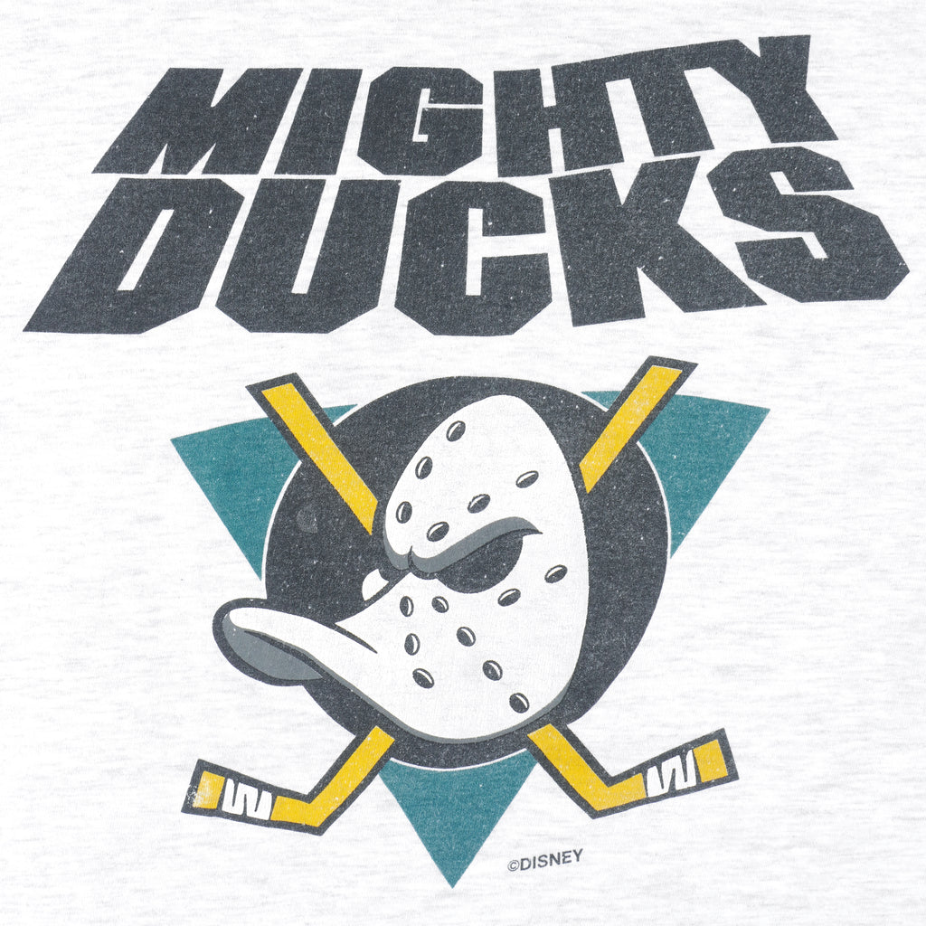 NHL (Hanes) - Mighty Ducks Spell-Out T-Shirt 1990s X-Large Vintage Retro Hockey