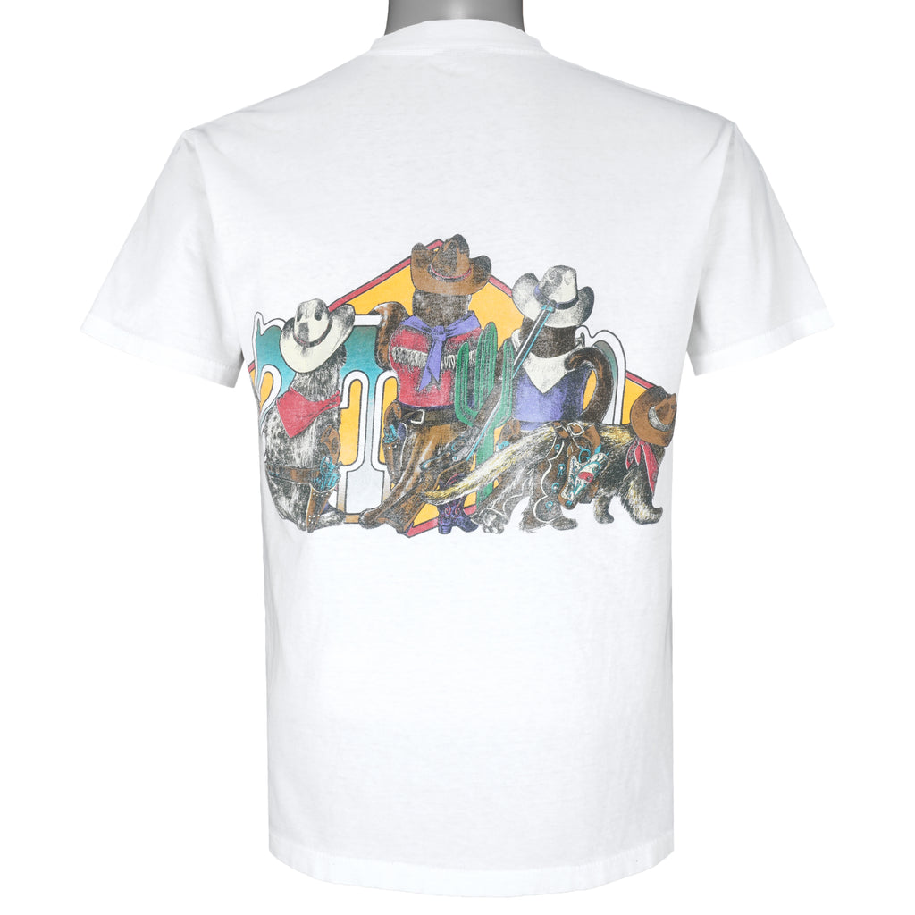 Vintage (Oneita) - White Cats T-Shirt 1990s Medium Vintage Retro