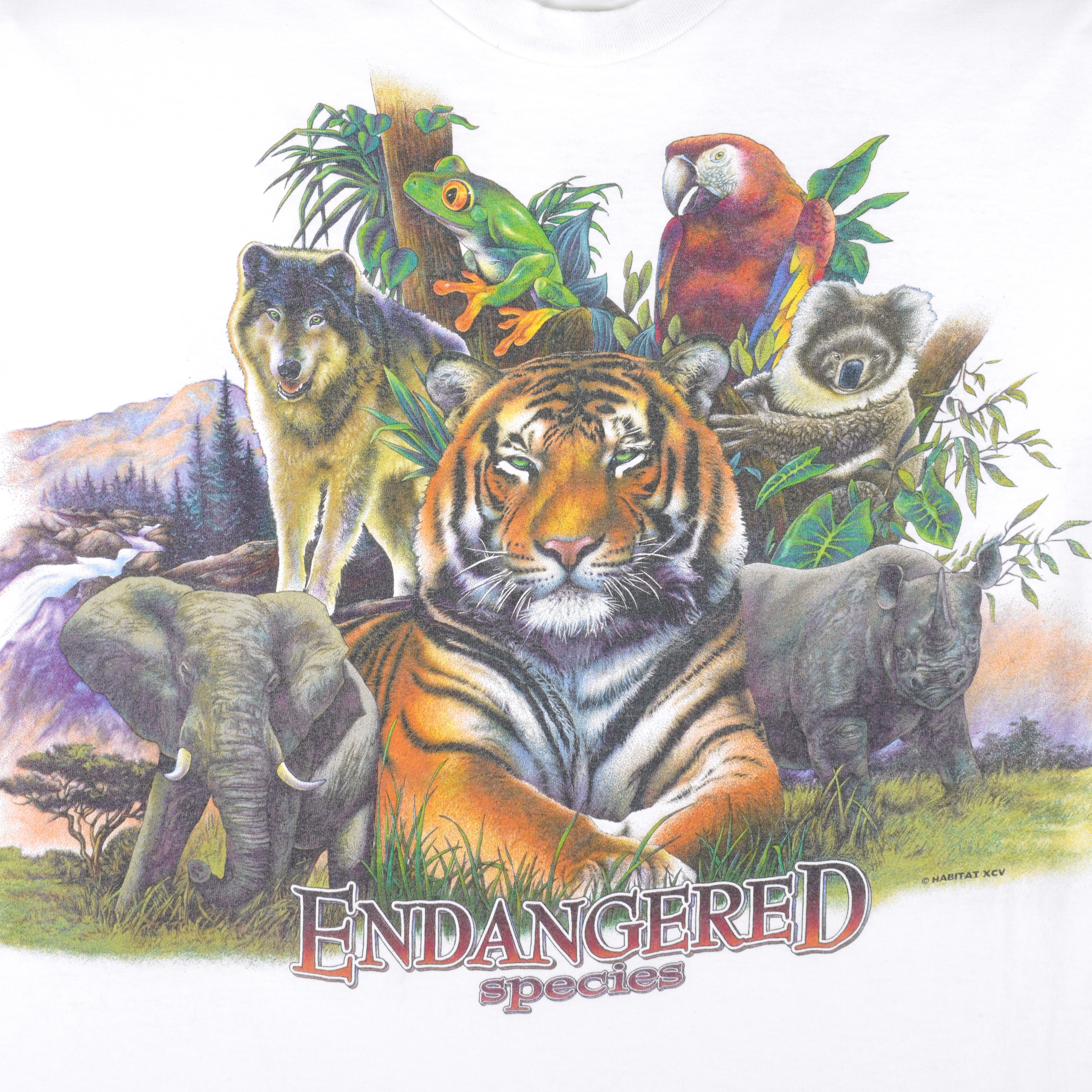 Vintage (Habitat) - Endangered Species Of The World T-Shirt 1990s X-Large Vintage Retro
