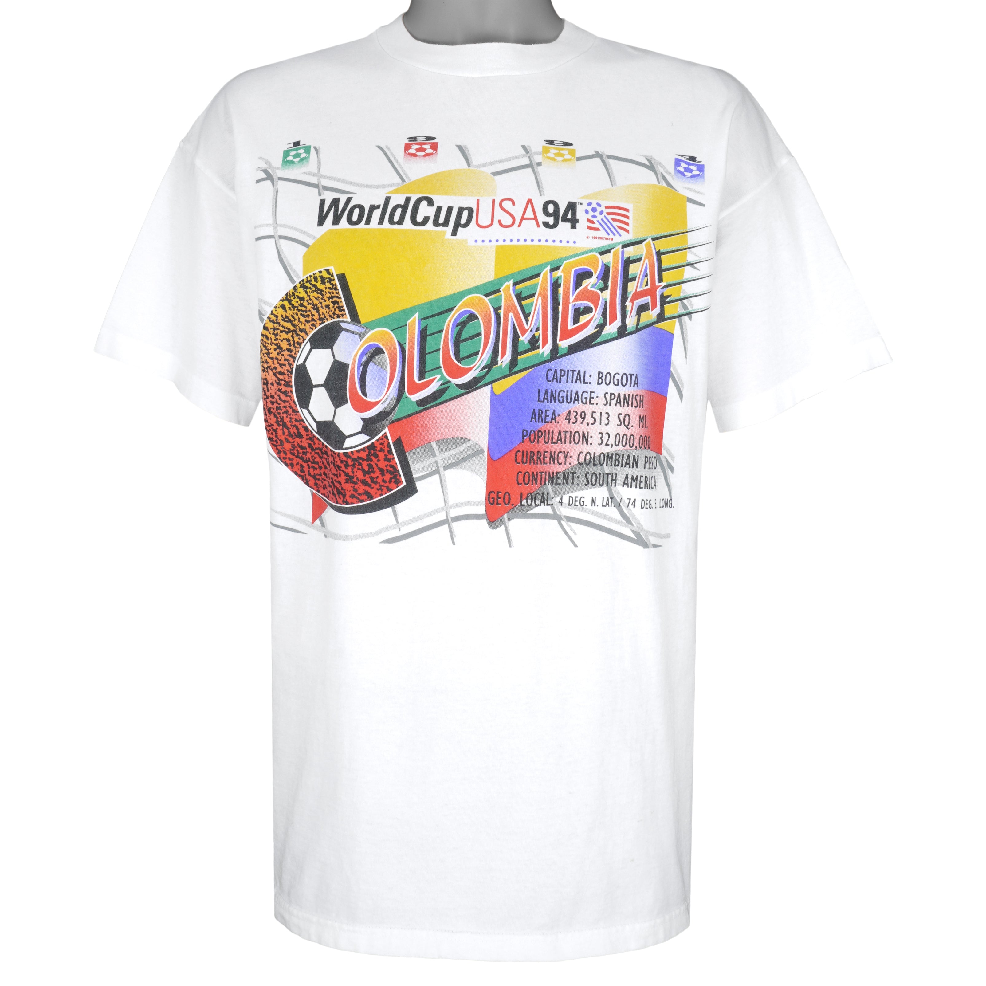 Vintage - Colombia World Cup USA Spell-Out T-Shirt 1994 X-Large Vintage Retro