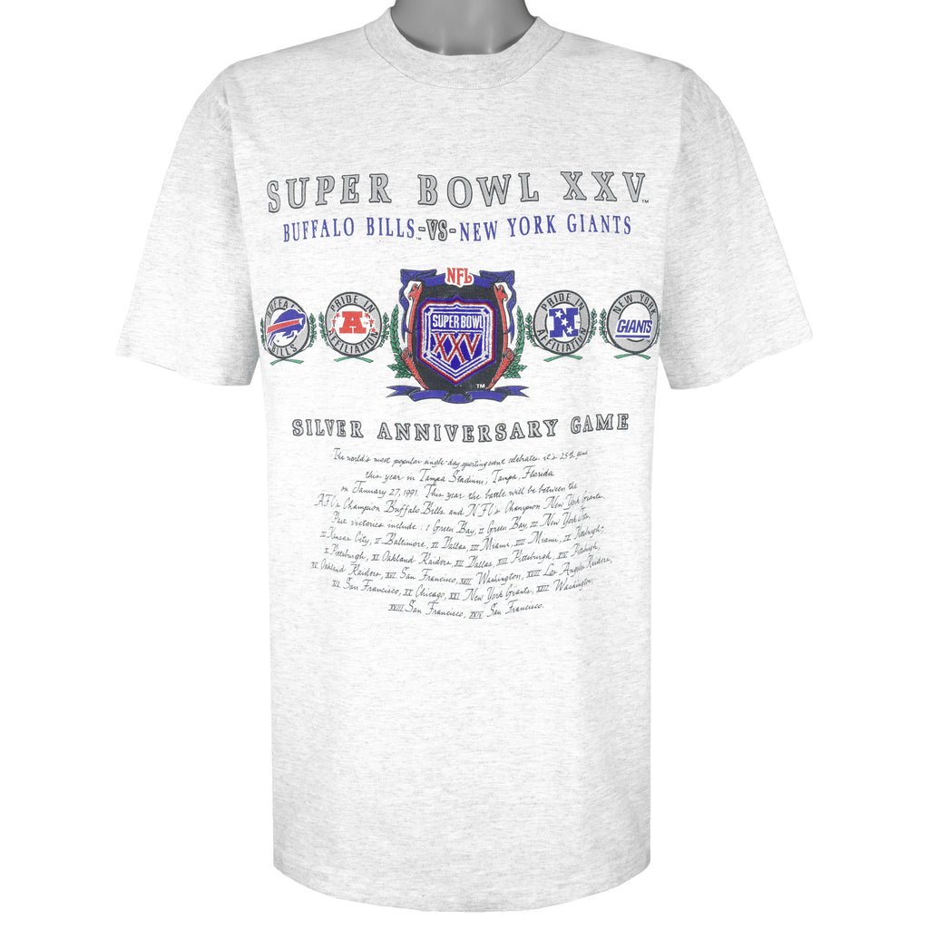 NFL (Nutmeg) - Super Bowl 25th, Bills VS Giants T-Shirt 1990s X-Large Vintage Retro Basketball