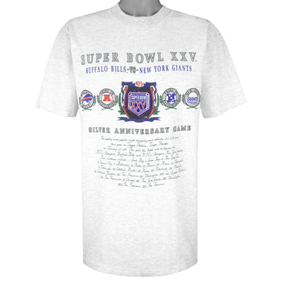 NFL (Nutmeg) - Super Bowl 25th, Bills VS Giants T-Shirt 1991 X-Large