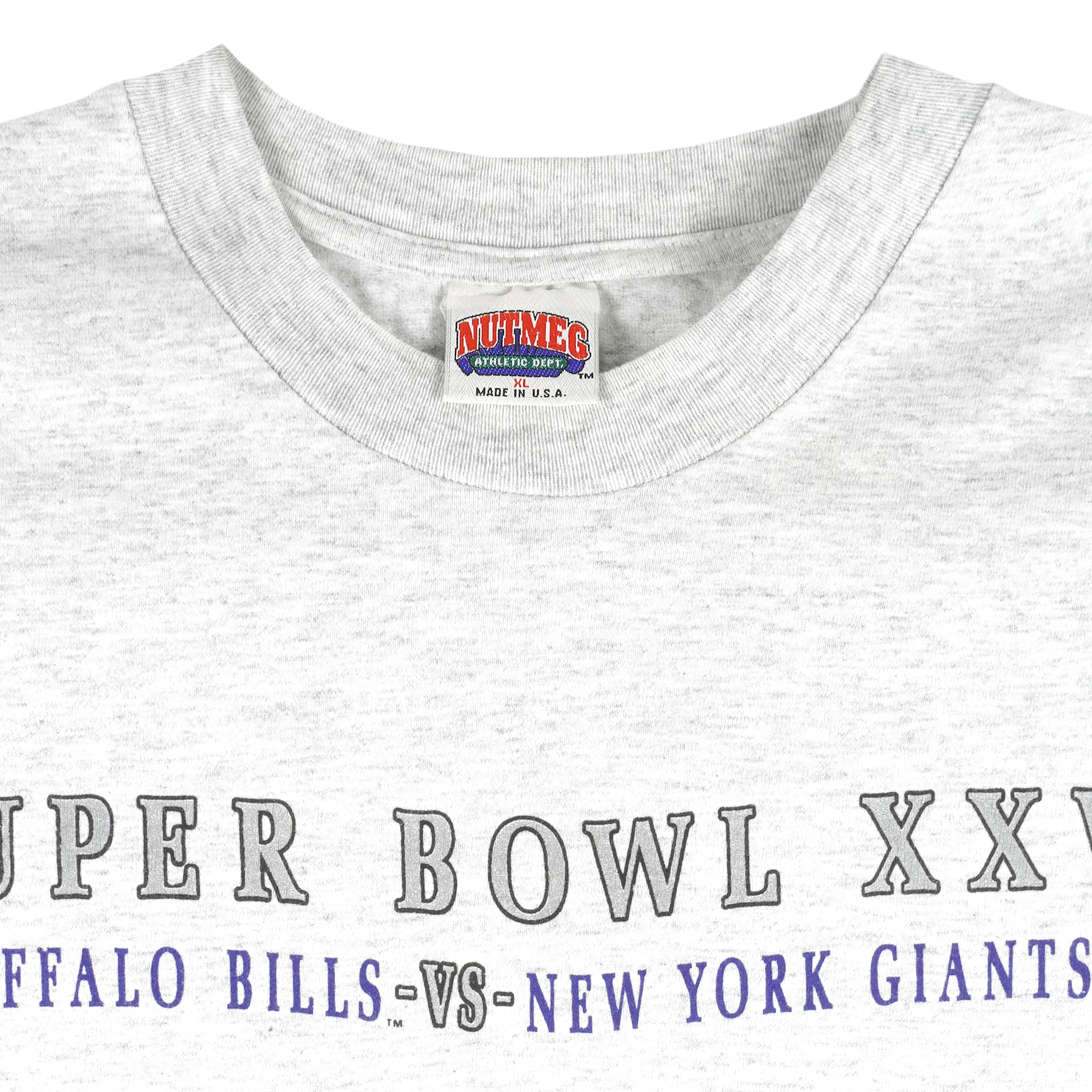 NFL (Nutmeg) - Super Bowl 25th, Bills VS Giants T-Shirt 1990s X-Large Vintage Retro Basketball