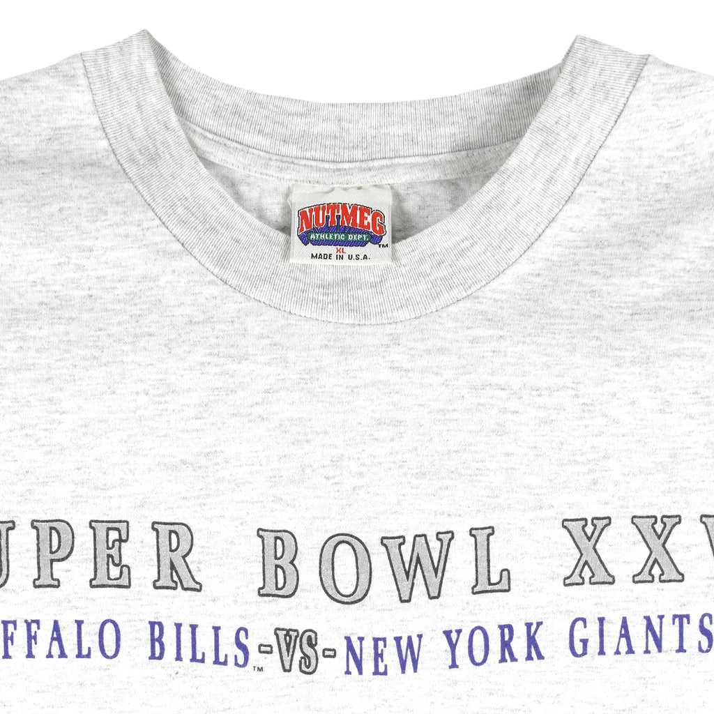 NFL (Nutmeg) - Super Bowl 25th, Bills VS Giants T-Shirt 1990s X-Large Vintage Retro Basketball