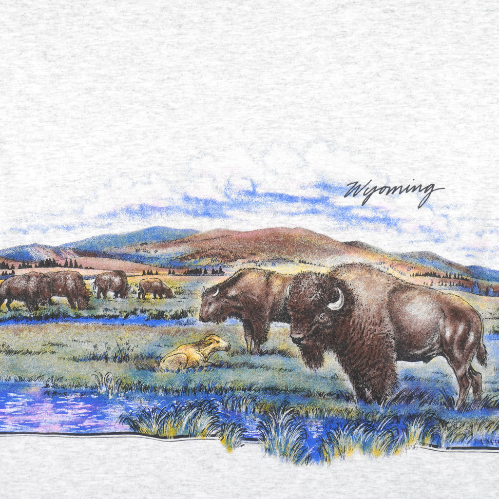 Vintage (Gildan) - Wyoming Spell-Out T-Shirt 1990s X-Large Vintage Retro