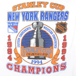 NHL - Grey New York Rangers, Stanley Cup Champions T-Shirt 1994 X-Large Vintage Retro Hockey