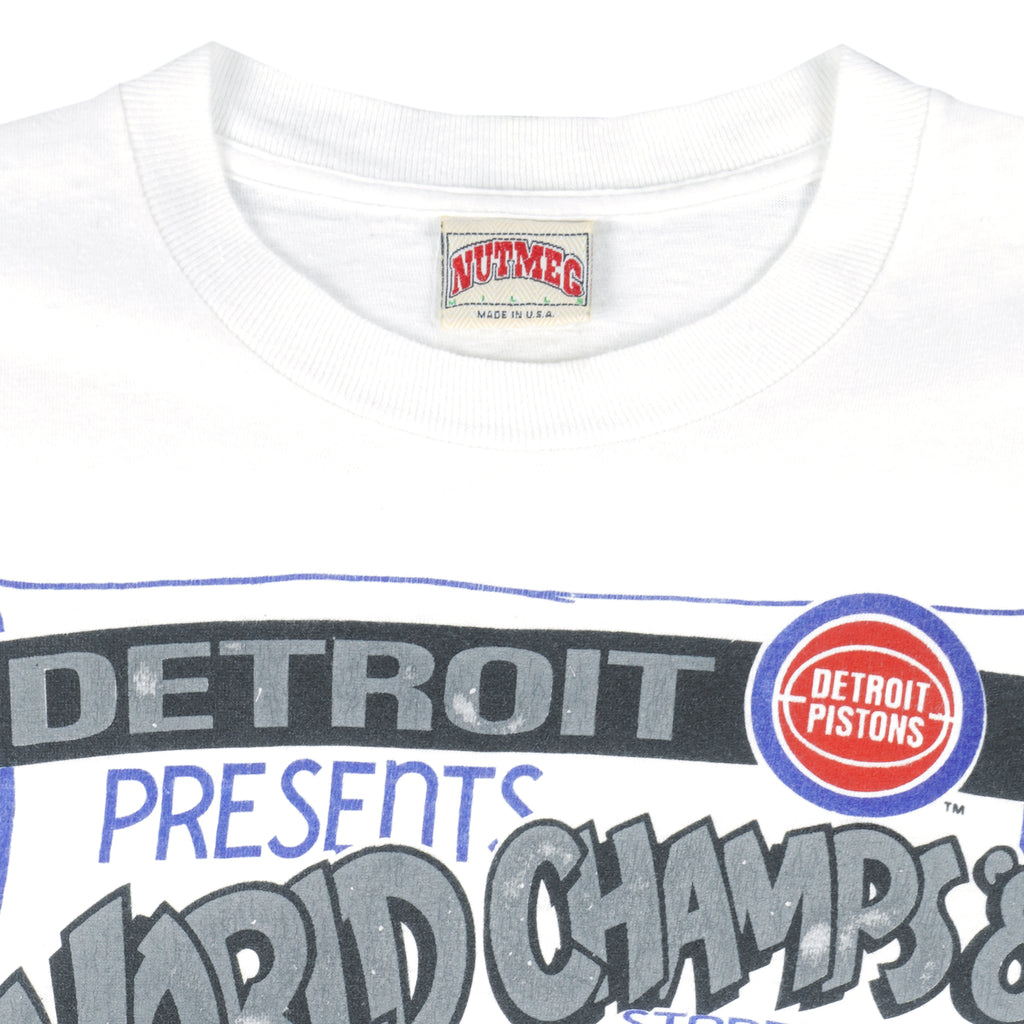 NBA (Nutmeg) - Detroit Pistons World Champs Starring T-Shirt 1989 Medium Vintage Retro Basketball