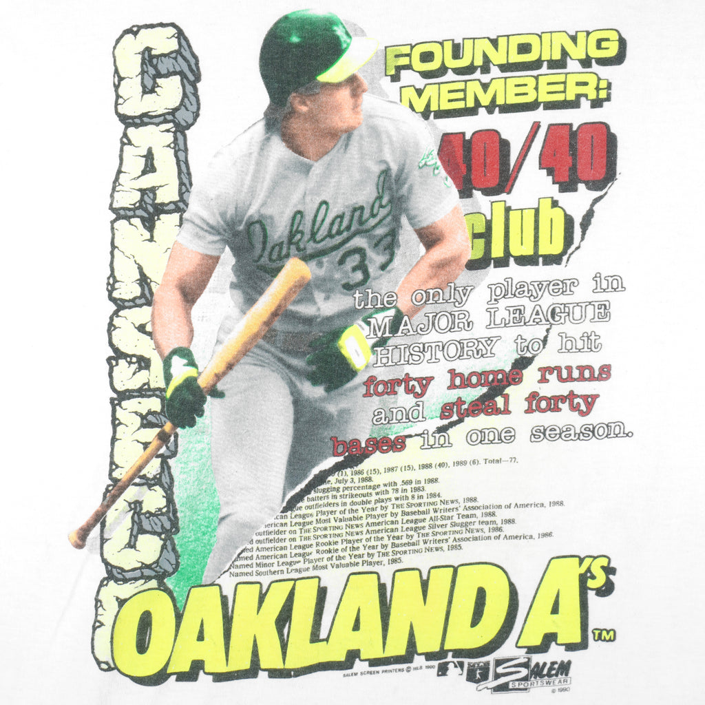 MLB (Salem) - Oakland Athletics, Canseco T-Shirt 1990 Large Vintage Retro Baseball