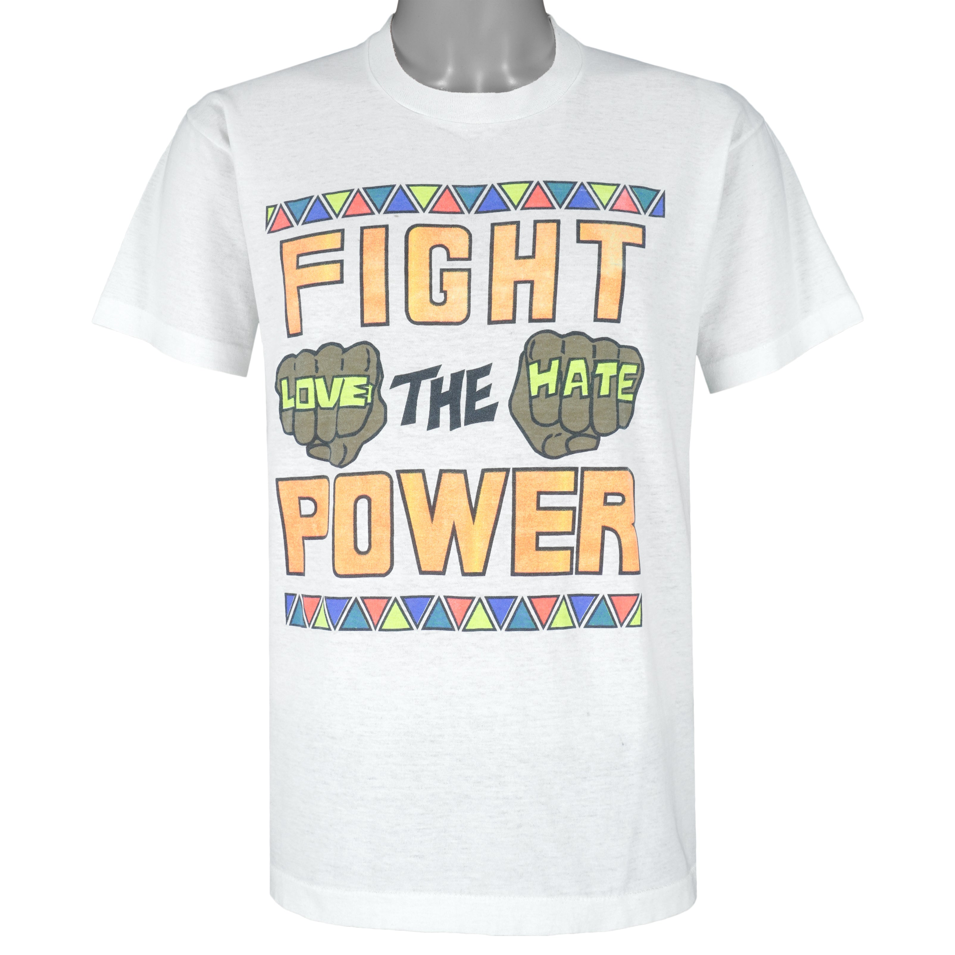Vintage - White Fight The Power T-Shirt 1990s X-Large Vintage Retro