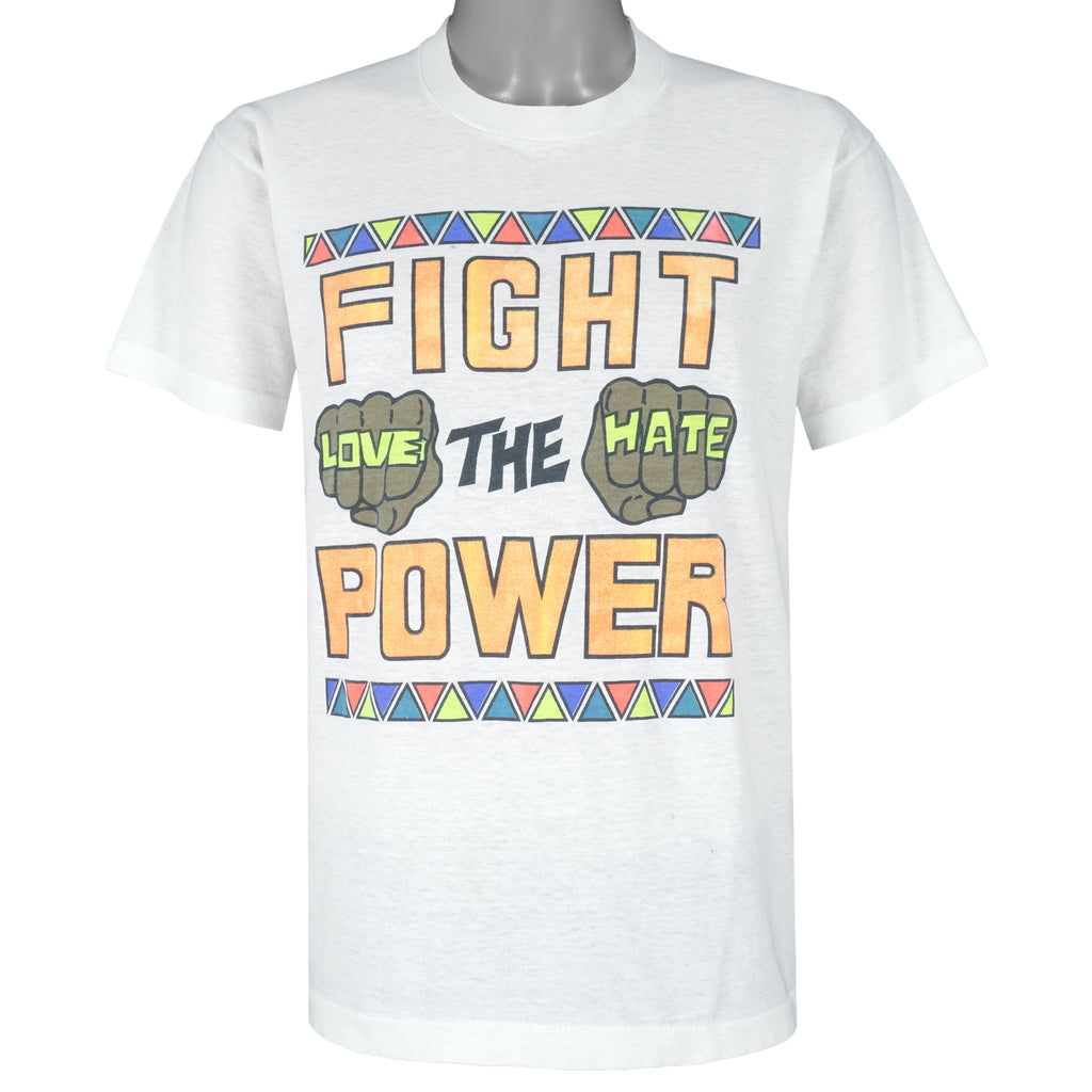 Vintage - White Fight The Power T-Shirt 1990s X-Large Vintage Retro