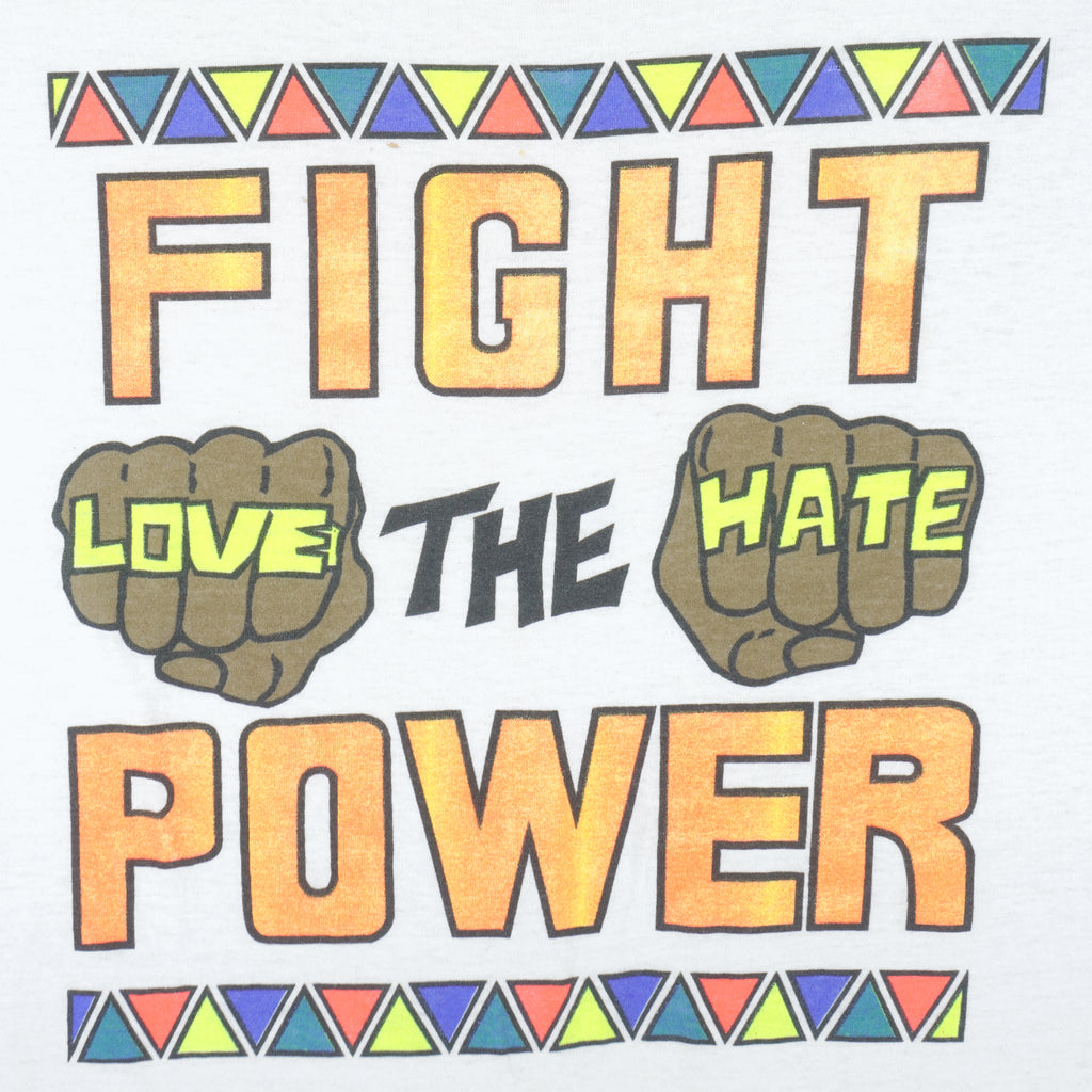Vintage - White Fight The Power T-Shirt 1990s X-Large Vintage Retro