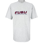 FUBU - Grey Embroidered T-Shirt 1990s XX-Large