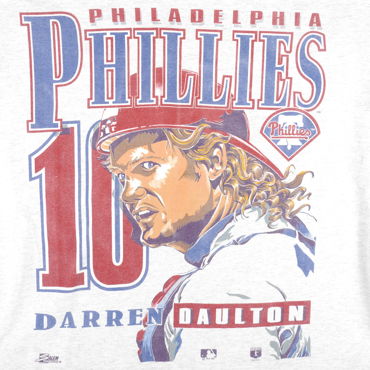 MLB - Philadelphia Phillies, Arren Daulton T-Shirt 1993 X-Large Vintage Retro Baseball