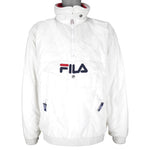 FILA - White 1/4 Zip Embroidered Pullover Puffer Jacket 1990s Large