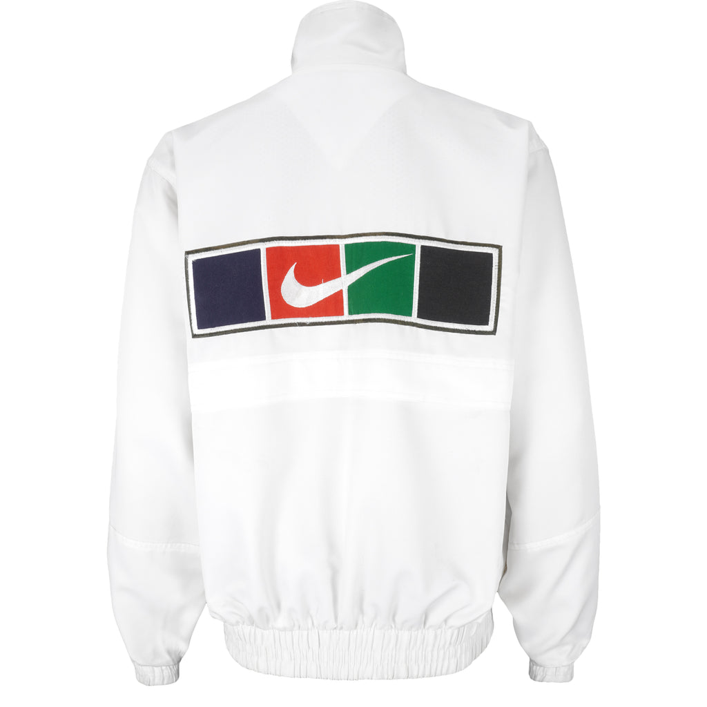 Nike - White Challenge Court Embroidered Zip-Up Jacket 1990s Large Vintage Retro