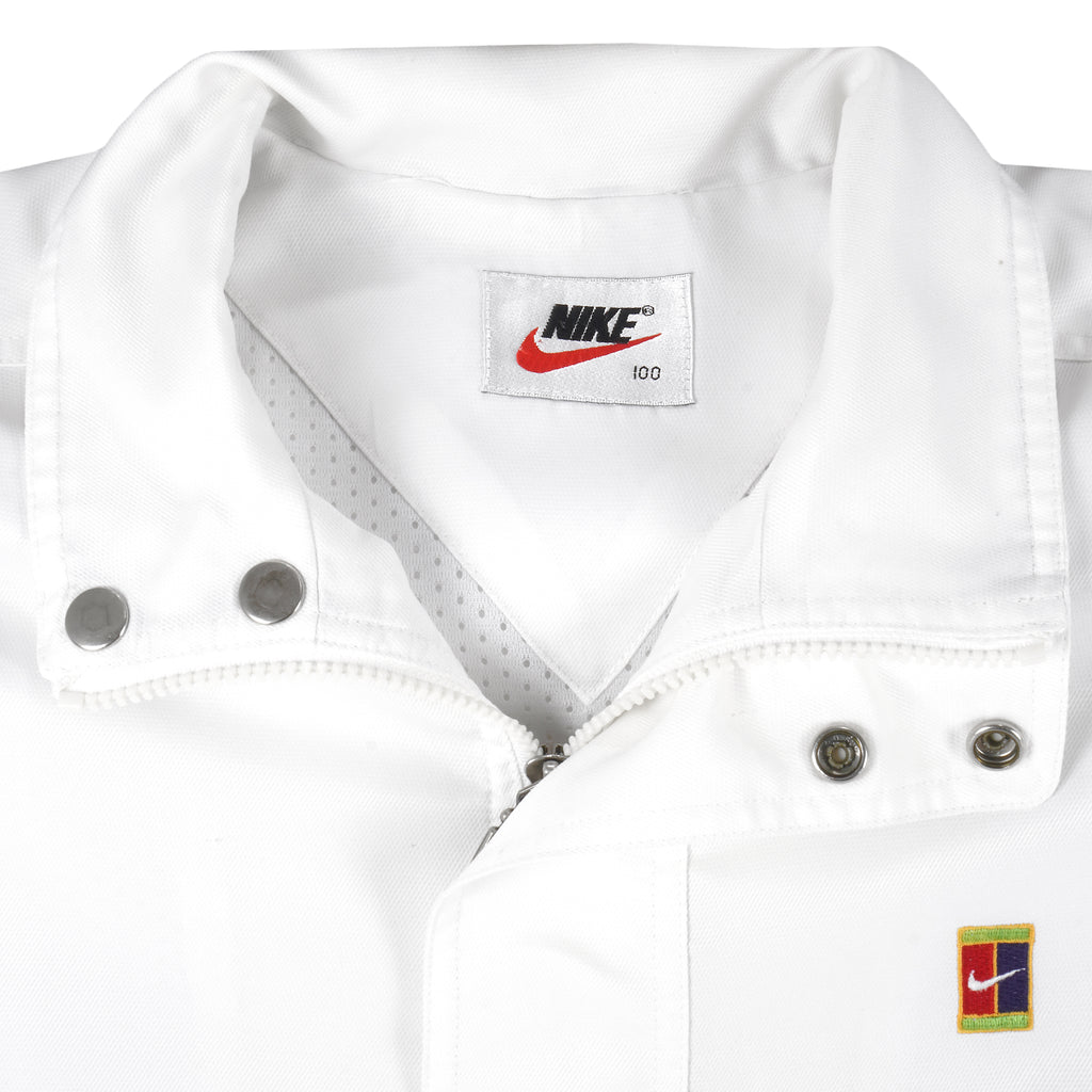 Nike - White Challenge Court Embroidered Zip-Up Jacket 1990s Large Vintage Retro