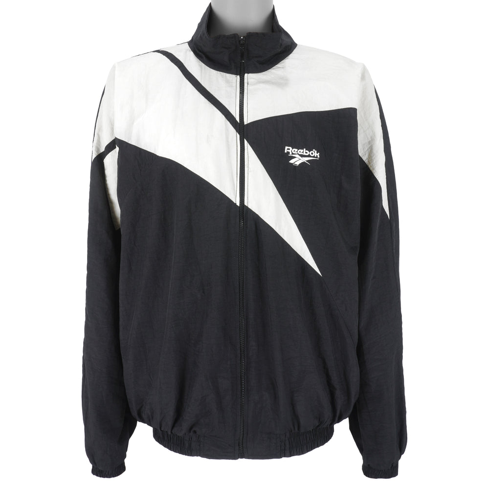 Reebok - B&W Kamikaze Zip-Up Windbreaker 1990s Large Vintage Retro