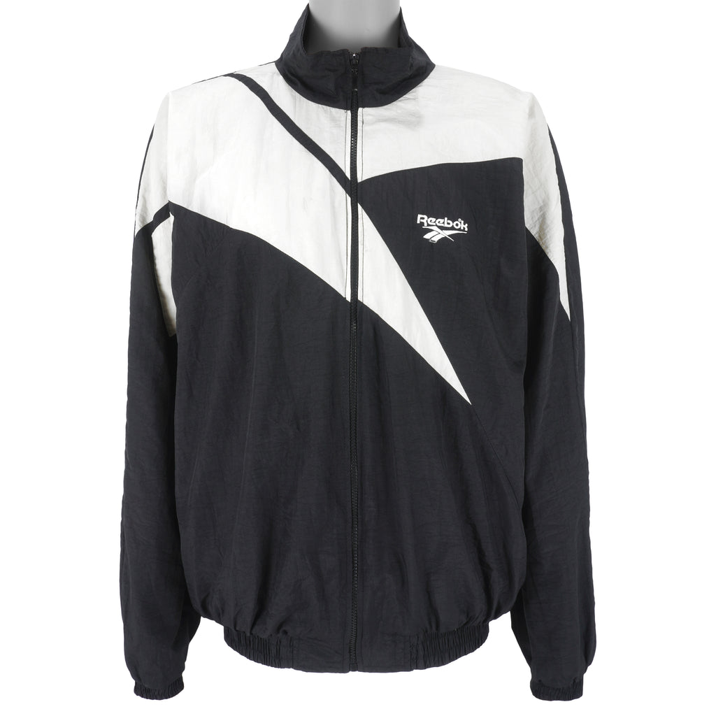 Reebok - B&W Kamikaze Zip-Up Windbreaker 1990s Large Vintage Retro