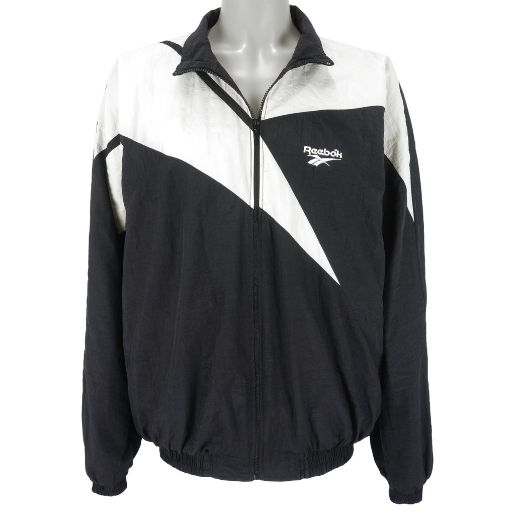 Reebok - B&W Kamikaze Zip-Up Windbreaker 1990s Large Vintage Retro