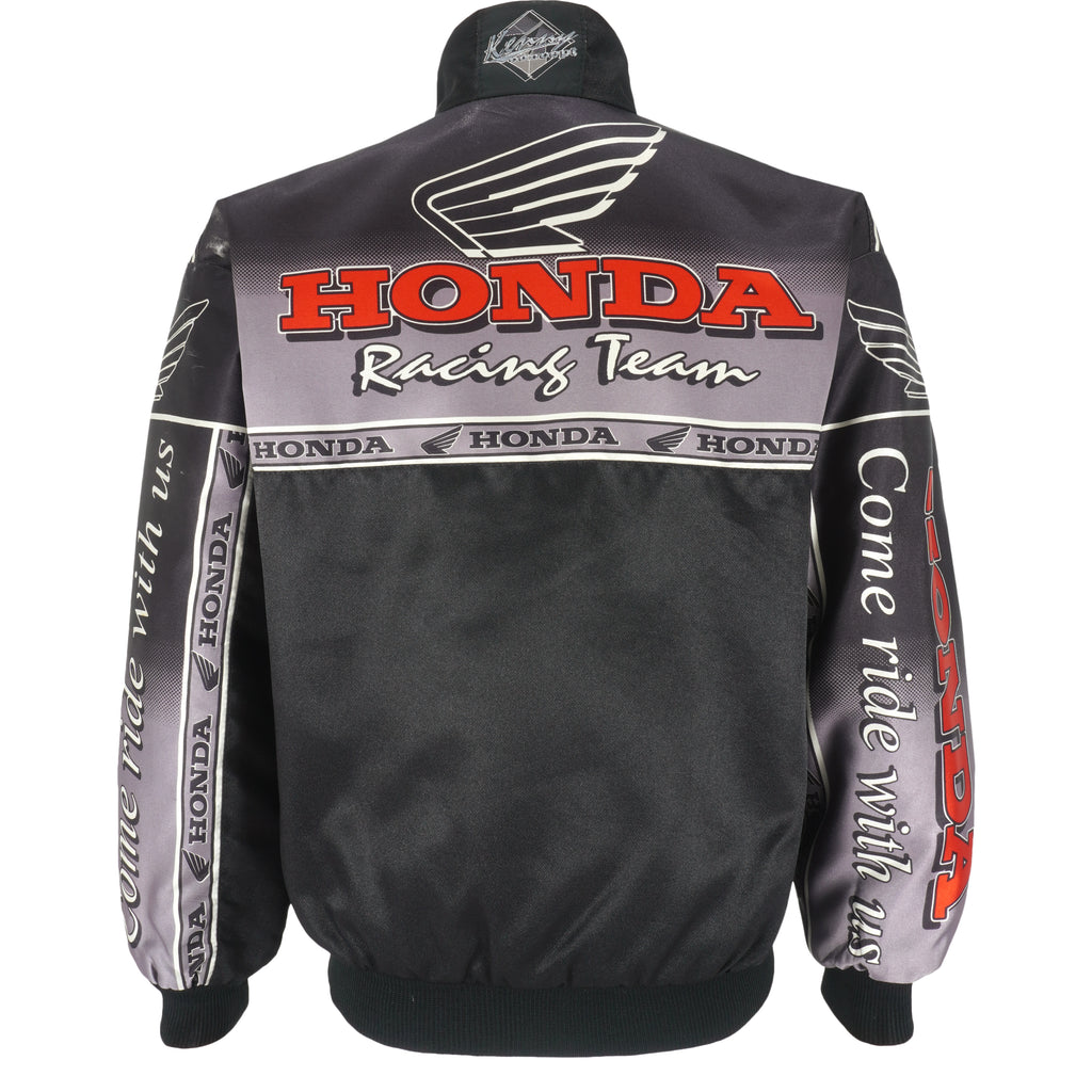 NASCAR - Black Honda Button-Up Jacket 1990s Medium Vintage Retro