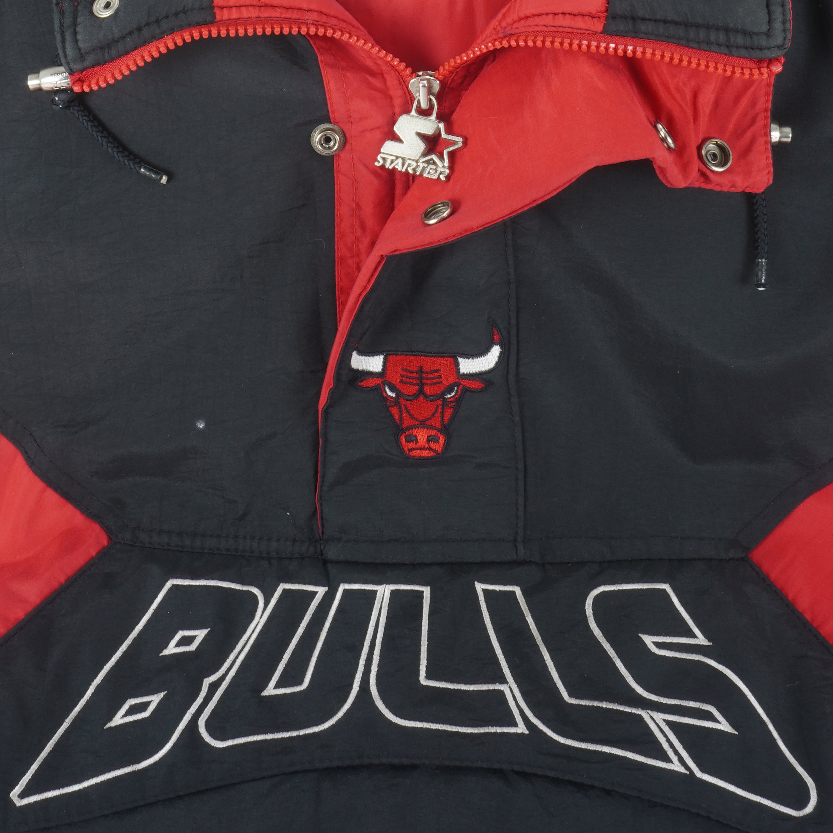 Starter - Chicago Bulls 1/4 Zip Hooded Jacket 1990s X-Large Vintage Retro Basketball