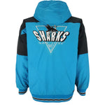 NHL (Logo 7)- San Jose Sharks Button & Zip-Up Jacket 1990s Large Vintage Retro Hockey
