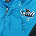 NHL (Logo 7)- San Jose Sharks Button & Zip-Up Jacket 1990s Large Vintage Retro Hockey