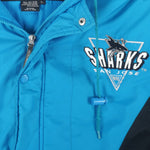 NHL (Logo 7)- San Jose Sharks Button & Zip-Up Jacket 1990s Large Vintage Retro Hockey