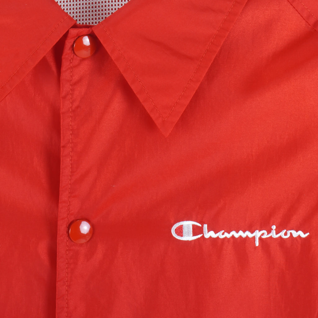 Champion - Red Button-Up Windbreaker 1990s X-Large Vintage Retro