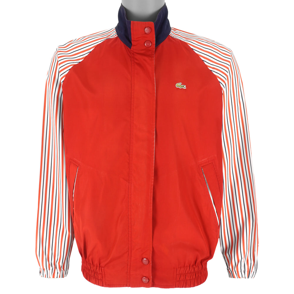 Lacoste - Red Striped Arms Zip-Up Jacket Large Vintage Retro