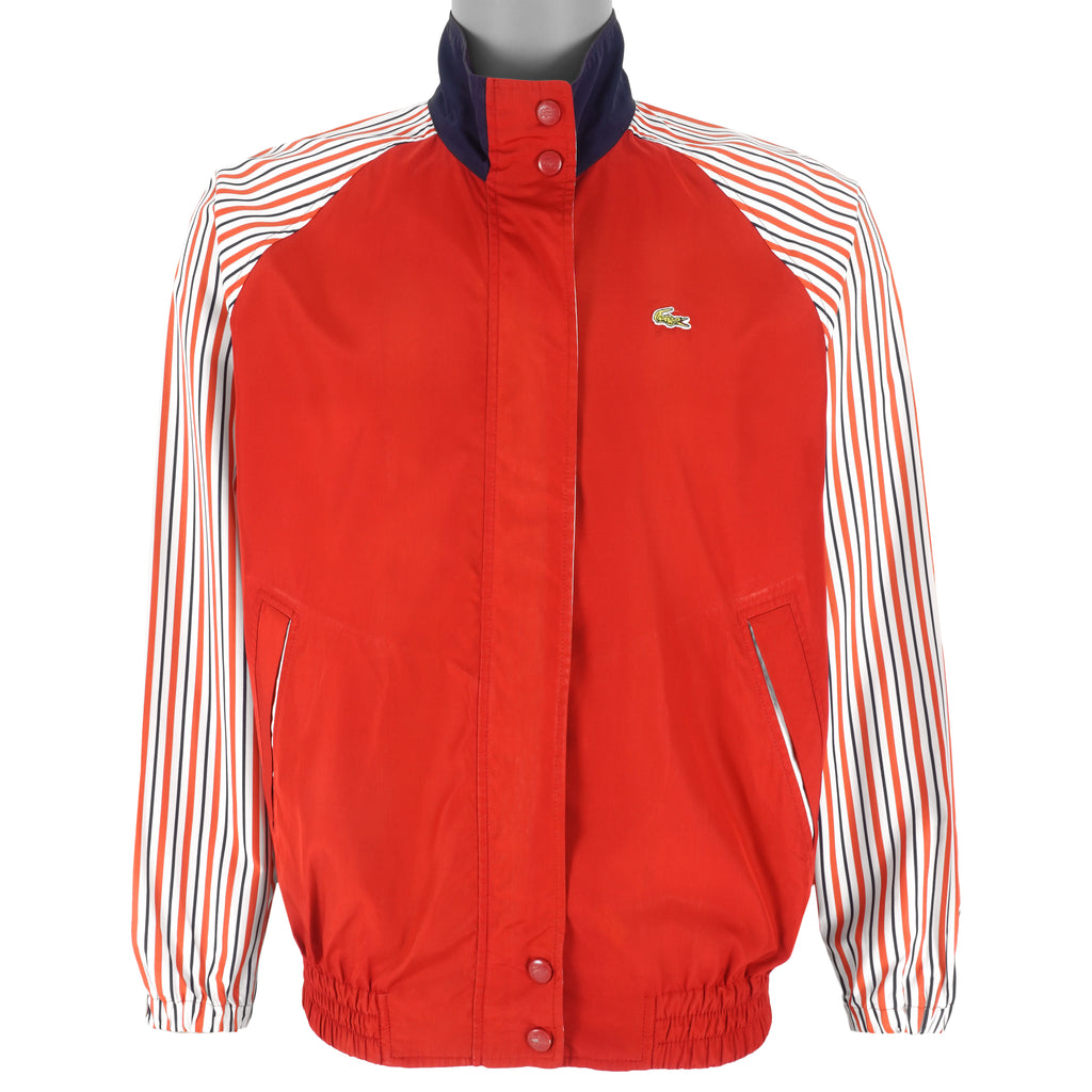Lacoste - Red Striped Arms Zip-Up Jacket Large Vintage Retro