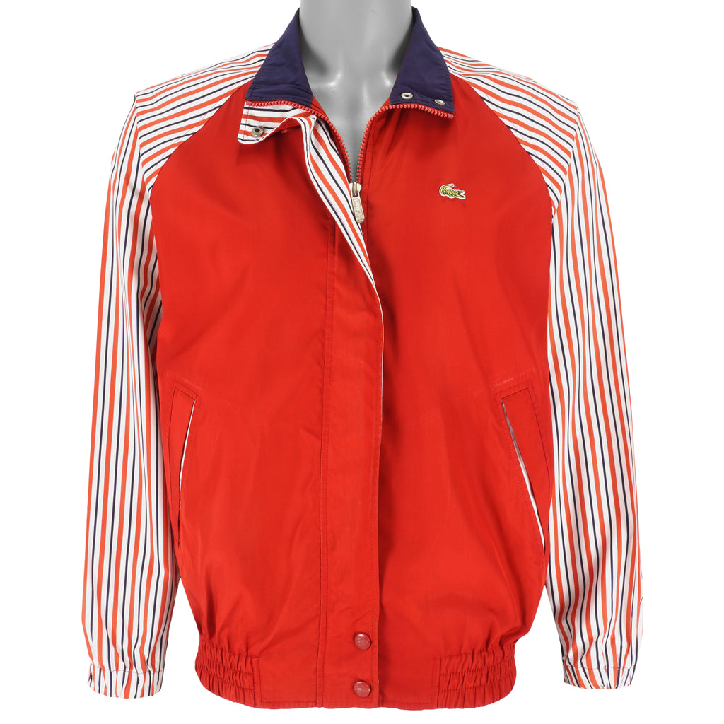 Lacoste - Red Striped Arms Zip-Up Jacket Large Vintage Retro