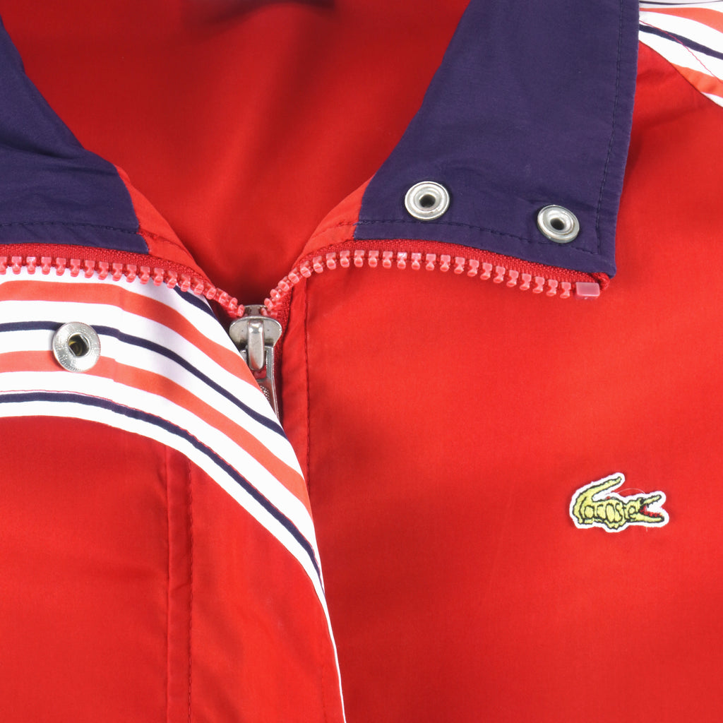 Lacoste - Red Striped Arms Zip-Up Jacket Large Vintage Retro