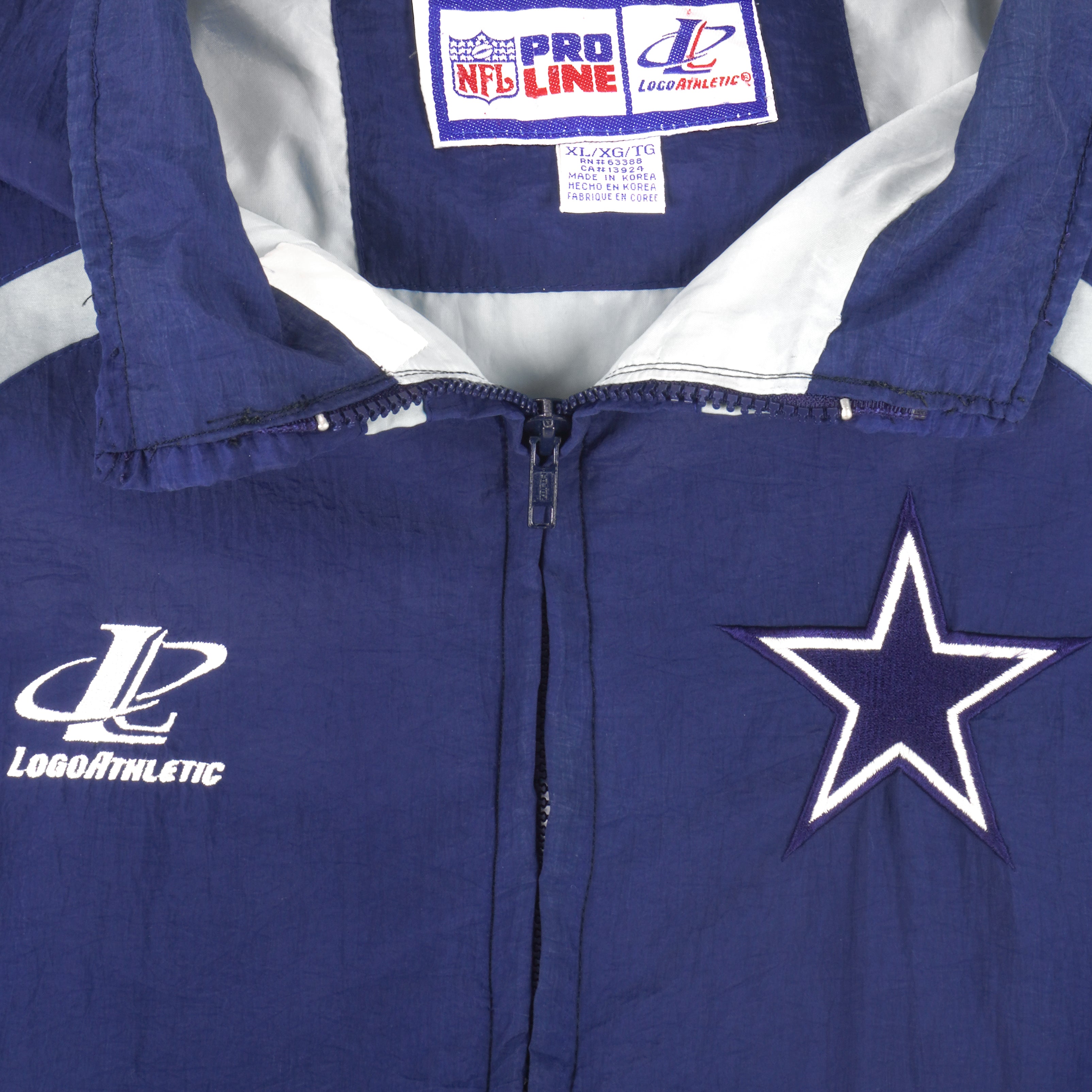 NFL (Pro Line) - Dallas Cowboys Zip-Up Windbreaker 1990s X-Large Vintage Retro Football