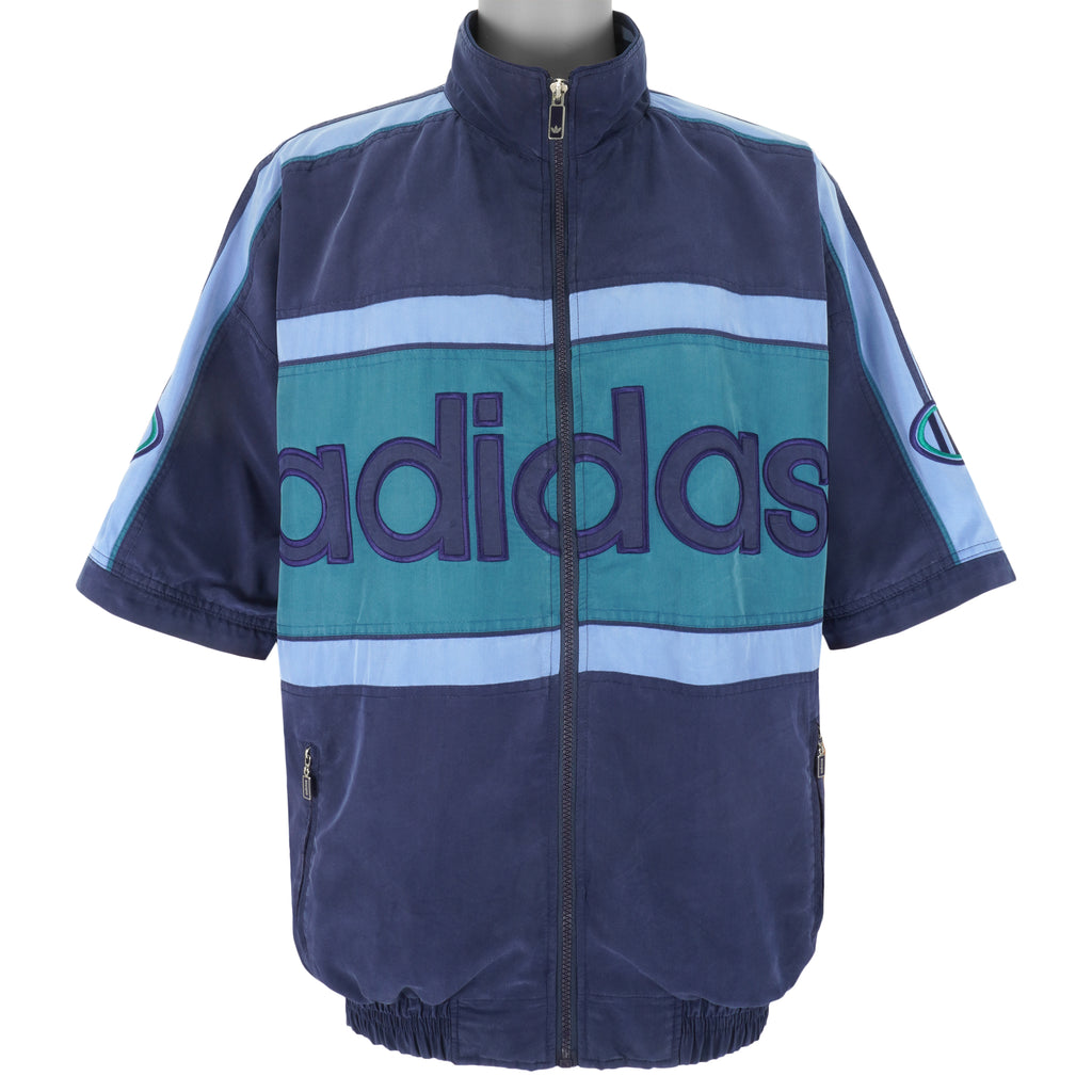 Adidas - Blue Zip-Up Track T-Shirt 1990s XX-Large Vintage Retro