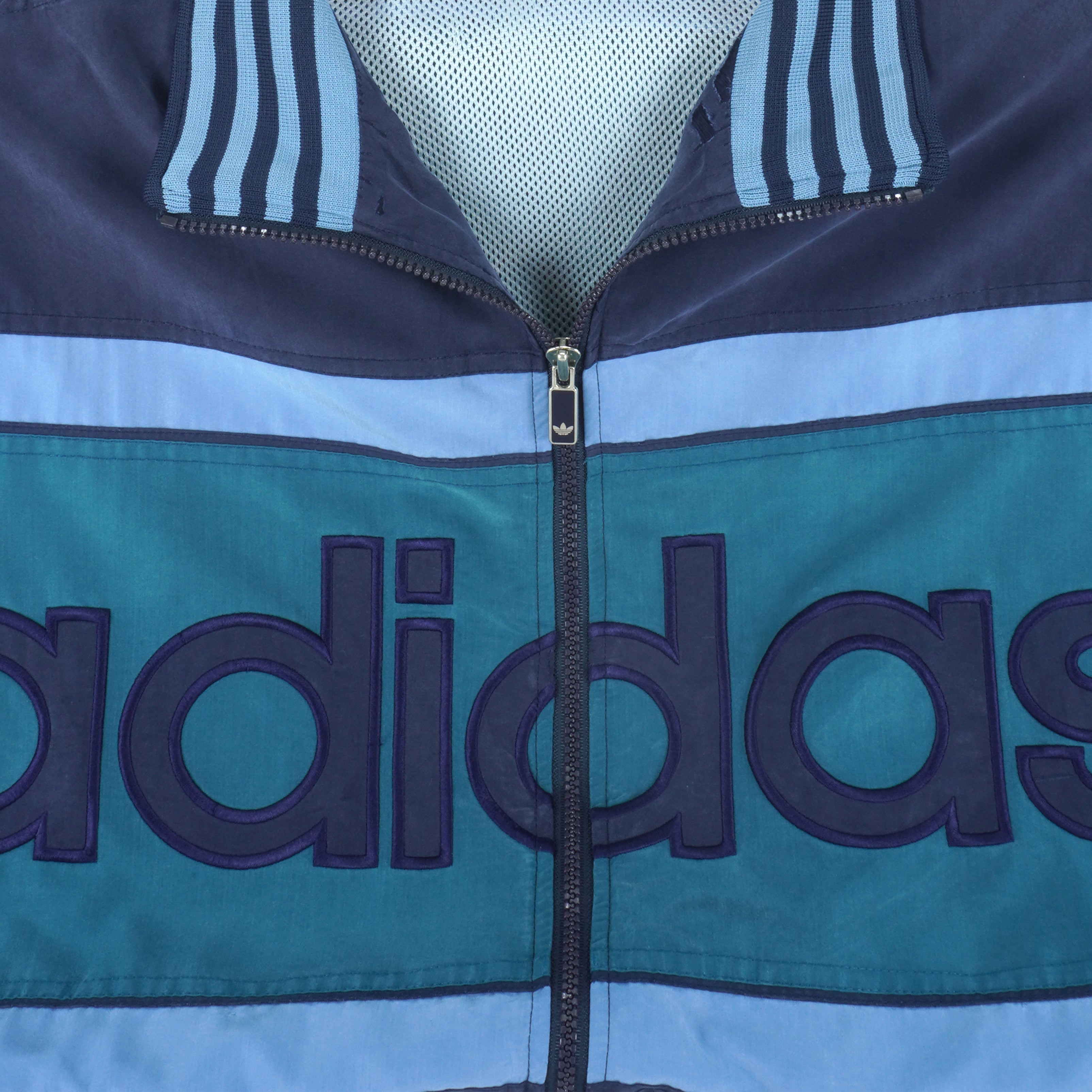 Adidas - Blue Zip-Up Track T-Shirt 1990s XX-Large Vintage Retro