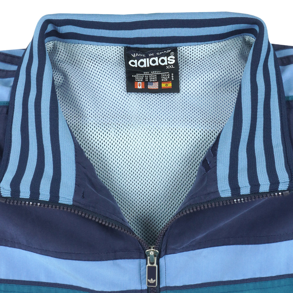 Adidas - Blue Zip-Up Track T-Shirt 1990s XX-Large Vintage Retro