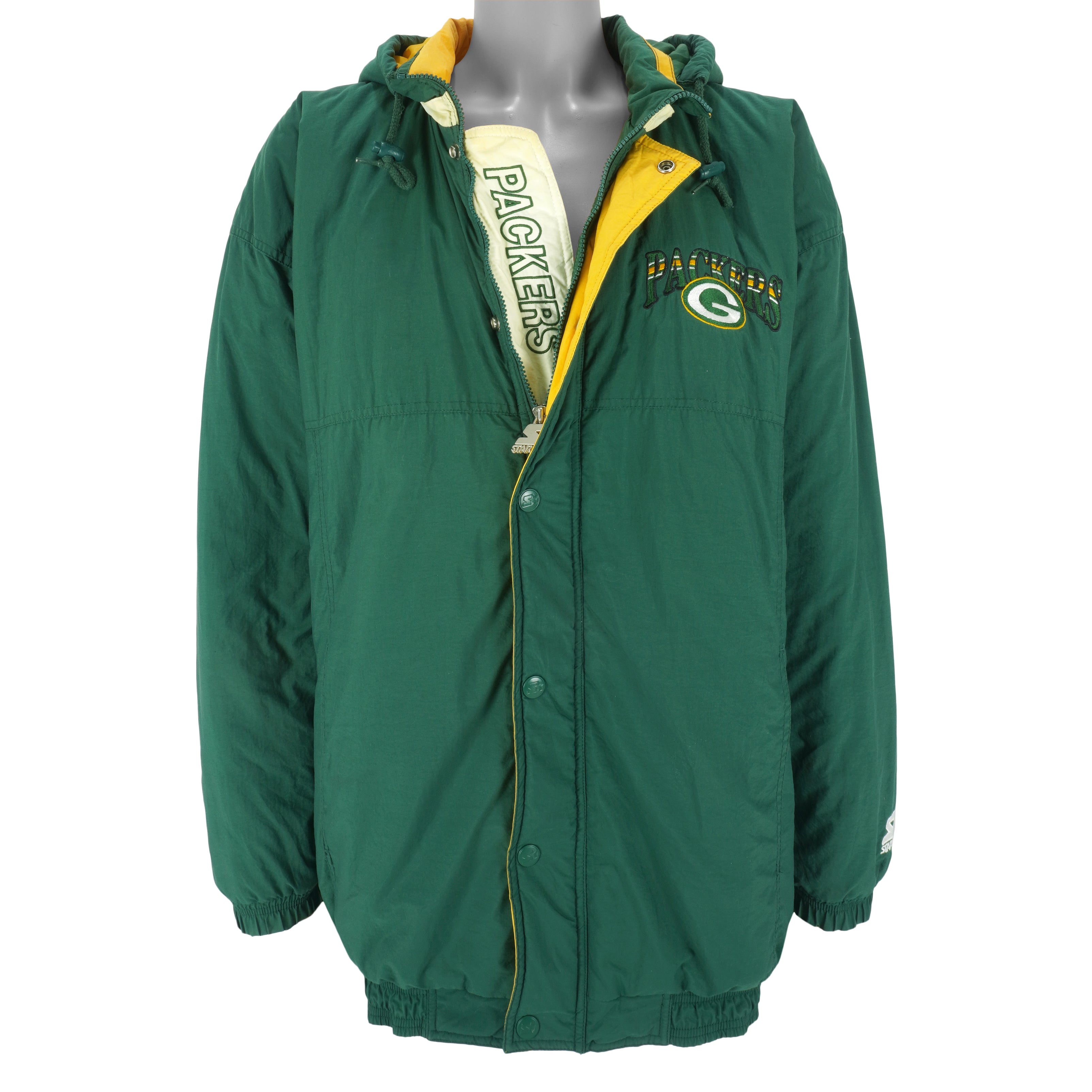 Starter - Green Bay Packers Hooded Jacket 1990s 2X-Large Vintage Retro Football