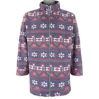 Vintage - Purple Patterned Zip-Up Fleece Sweatshirt 1990s Large Vintage Retro