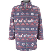 Vintage - Purple Patterned Zip-Up Fleece Sweatshirt 1990s Large Vintage Retro